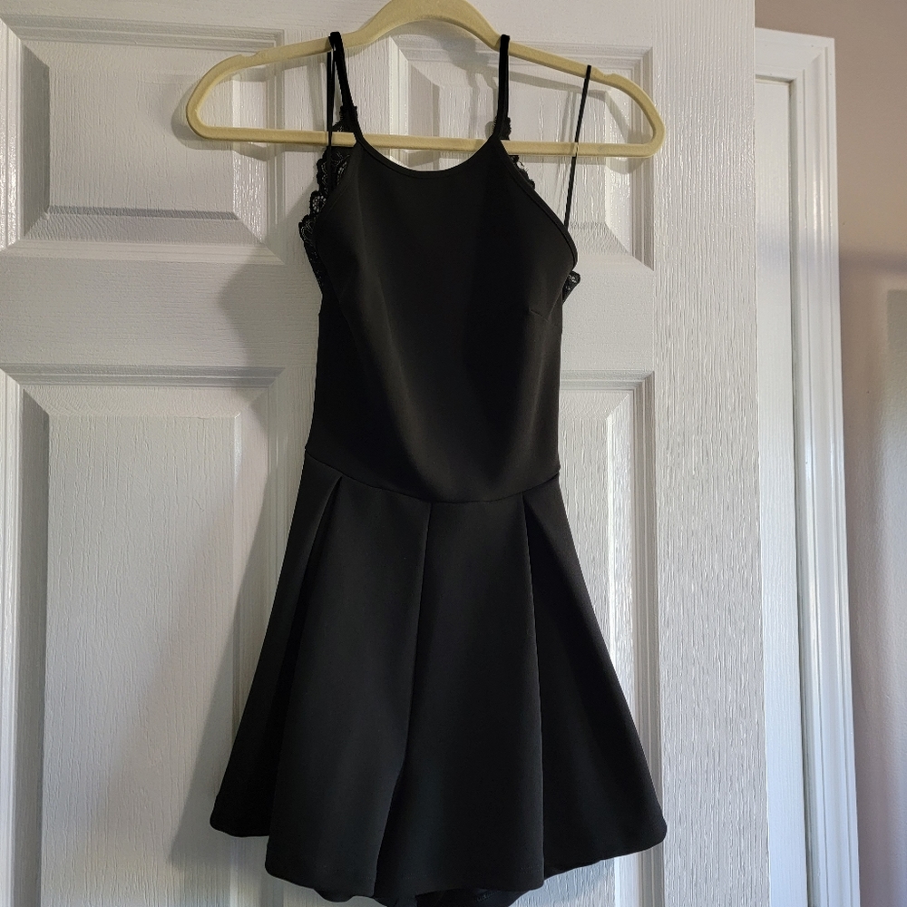 Black Romper with Lace Back